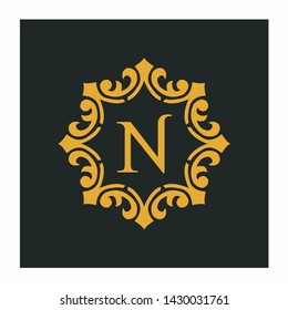 Letter N Ornament Luxury Elegant Vintage