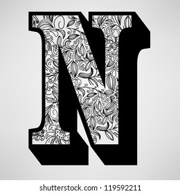Letter N - Ornamental Initial