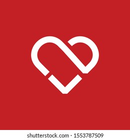Letter N Outline Love Abstract Creative Modern Logo