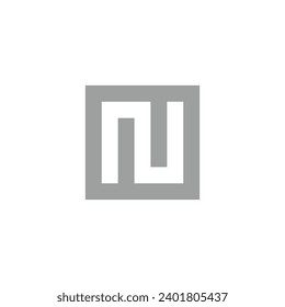 Letter N outline, square geometric symbol simple logo vector