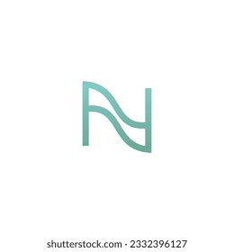 Letter N Outline Wave Logo Design. Initial N Logo