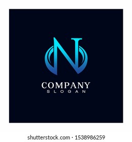 letter N Oval Circle Logo Design Vector Icon