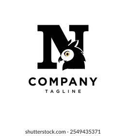 Letter N Owl Logo Icon Vector
