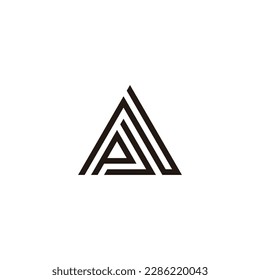 Letter N, P and J triangle geometric symbol simple logo vector