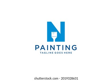 Letra N para logotipo de pintura, logotipo de servicios de pintura, vector de logotipo de pintura