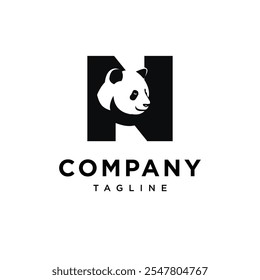 Letra N Panda Vector de icono de logotipo