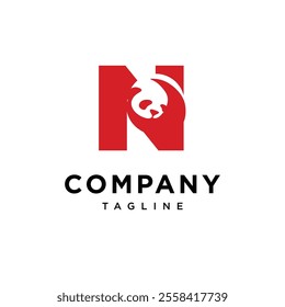 Letter N Panda Logo Icon Vector