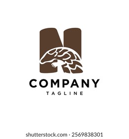 Letter N Pangolin Logo Icon Vector
