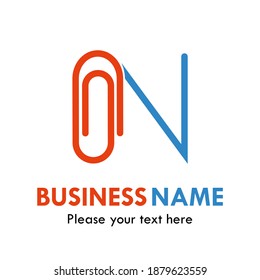 Letter n with paper clip alphabet. Suitable for Business and education logo concept 