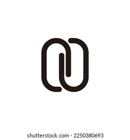 letter n paper clip linked logo vector 