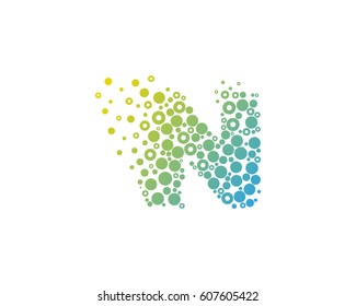 Letter N Particle Dot Logo Design Element