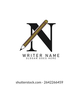 Letter N Pencil Logo Design. Alphabet N Lead Pencil Icon