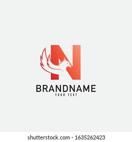 Letter N With Phoenix Vector Royalty Logo Design Inspirations