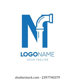 Letter N Pipe Plumbing Industrial Logo Design Vector Icon Graphic Emblem Illustration