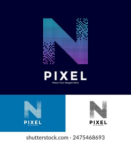Letter N pixel colorful vector design. Suitable for business, initial, poster, technology and network