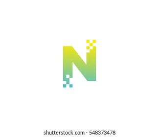 Letter N Pixel Logo Design Element