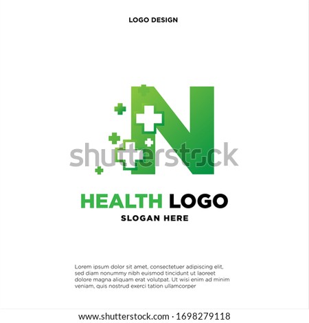 Letter N Pixel logo, Plus sign logo, Medical health care hospital symbol, Technology and digital logotype