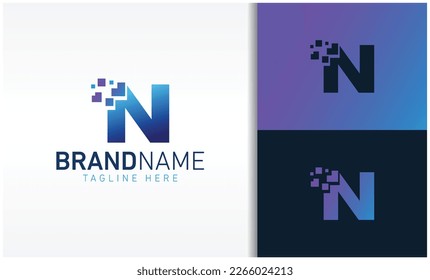 letter N pixels logo vector