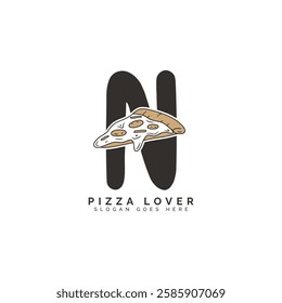 Letter N Pizza Logo Design. Alphabet N Pizza Concept Icon