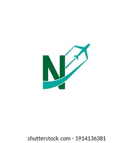 Letter N with plane logo icon design vector illustration