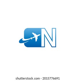 Letter N with plane logo icon design vector illustration