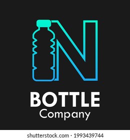 Letter n with plastic bottle logo template illustration