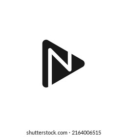 Letter N and play button for music logo design vector illustration