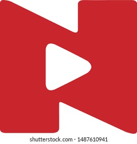 letter N with play icon. red logo type