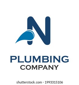 Letter n plumbing with water logo template illustration