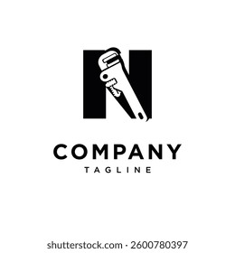 Letter N Plumbing Wrench Logo Icon Vector
