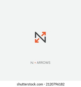 Letter N plus arrows logo icon template