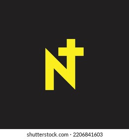 Letra N plus, conectar el símbolo geométrico simple vector de logotipo