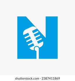 Letter N Podcast Logo. Music Symbol Vector Template