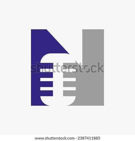 Letter N Podcast Logo. Music Symbol Vector Template Foto stock © 