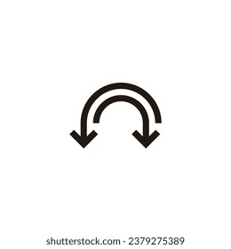 Letter n pointers, curves geometric symbol simple logo vector