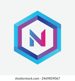 LETRA N POLÍGONO DISEÑO DE LOGOTIPO CONCEPTO BRANDING