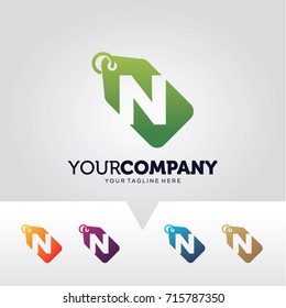 Letter N Price Label Logo Template Design Vector, Emblem, Design Concept, Creative Symbol, Icon