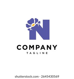 Letter N Primrose Flower Logo Icon Vector