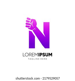 Letter N Punch Logo Design Vector Icon Graphic Emblem Illustration