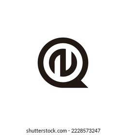 Letter N in Q, circle geometric symbol simple logo vector