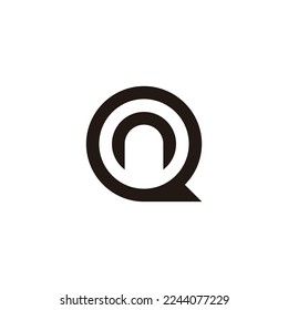 Letter n in Q, circle geometric symbol simple logo vector