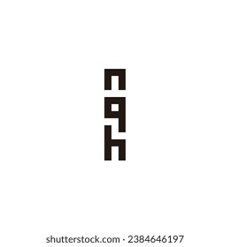 Letter n, q and h square geometric symbol simple logo vector