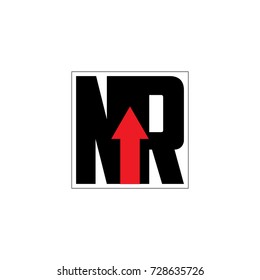letter n r with arrow logo vector