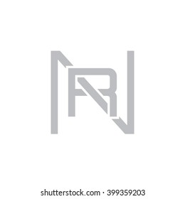 letter N and R monogram square shape logo gray