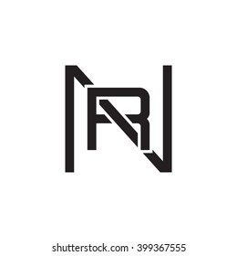 letter N and R monogram square shape logo black
