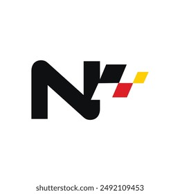 Letter N Race Flag logo icon vector