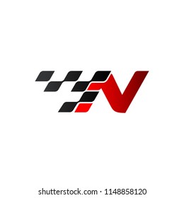 Letter N with racing flag logo