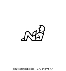 Letra N diseño de logotipo humano reclinable.