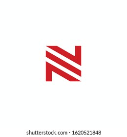Letter N RED Icon Vector Logo Template 