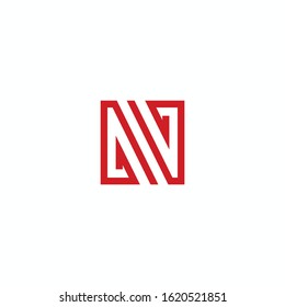 Letter N RED Icon Vector Logo Template 